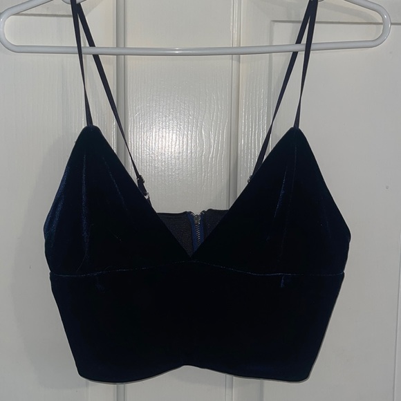 dark blue velvet crop top - Picture 1 of 3